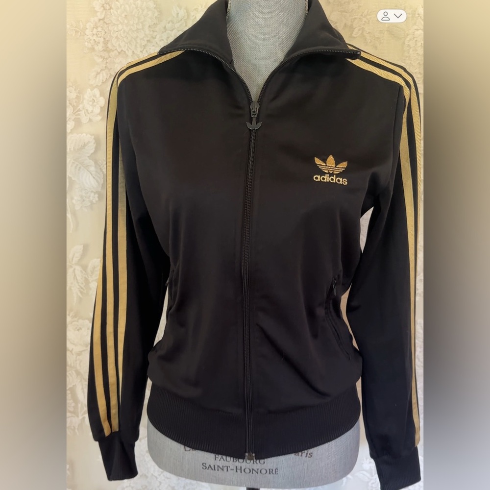 Adidas Originals Vintage Firebird Women's Black/ Gold Track Jacket Trefoil - S